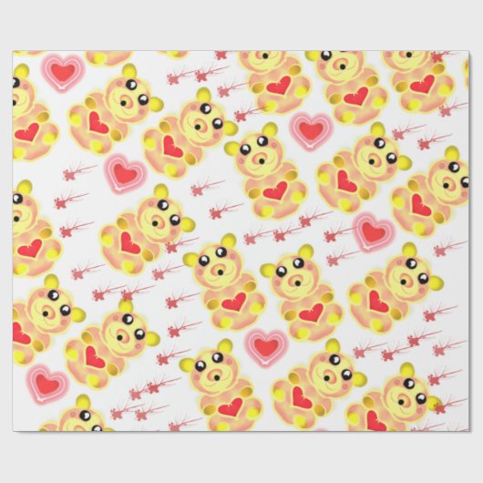 Sweet Heart Bear Nursery Pattern Cadeaupapier (Vlak)