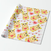 Sweet Heart Bear Nursery Pattern Cadeaupapier (Uitgerold)