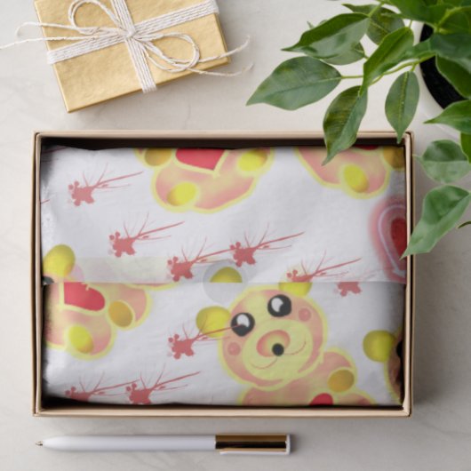 Sweet Heart Bear Nursery Pattern Tissuepapier (Geschenk)