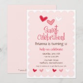 Sweet Heart Birthday Party Invitation Kaart (Voorkant / Achterkant)