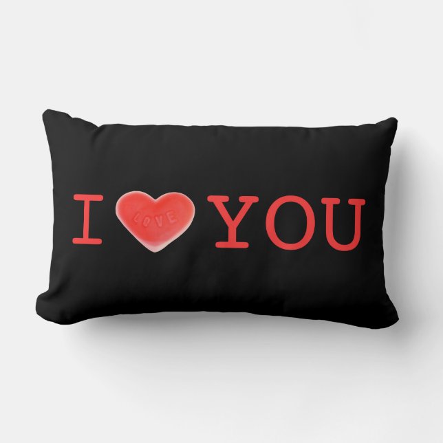 Sweet Heart Black I Heart Je gooit kussen lumbar (Voorkant)