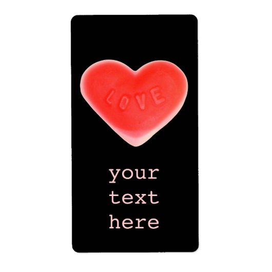Sweet Heart Black "Jouw tekst"-label groot Etiket (Voorkant)