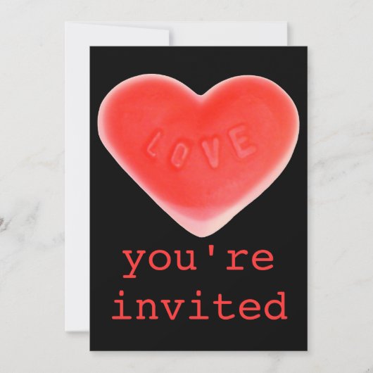 Sweet Heart Black "You're Invited"-uitnodiging Kaart (Voorkant)
