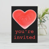 Sweet Heart Black "You're Invited"-uitnodiging Kaart (Staand voorkant)