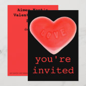Sweet Heart Black "You're Invited"-uitnodiging Kaart (Voorkant / Achterkant)