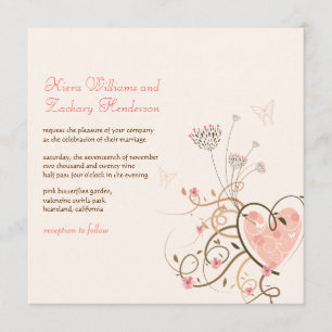 Sweet Heart & Butterfly Swirls Weddenschap Kaart