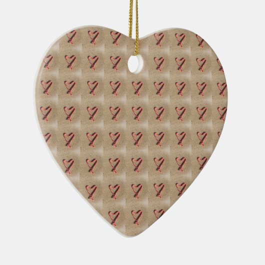 Sweet Heart Candy Cane Beach-kerstversiering Keramisch Ornament (Rechts)