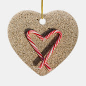 Sweet Heart Candy Cane Beach-kerstversiering Keramisch Ornament (Achterkant)