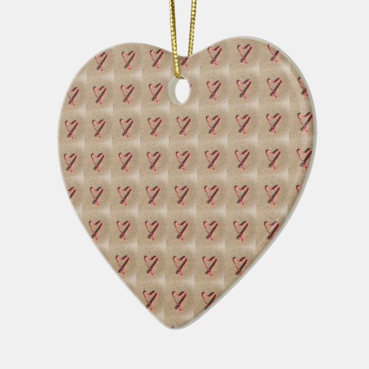 Sweet Heart Candy Cane Beach-kerstversiering Keramisch Ornament (Links)