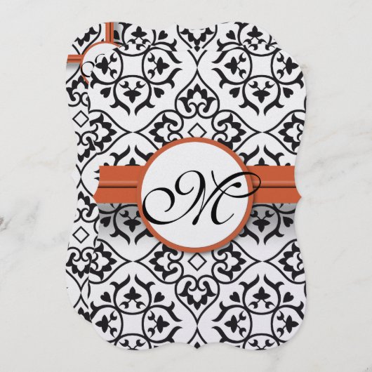 Sweet Heart Damask Side Border Coral Trim Weddensc Kaart (Voorkant / Achterkant)