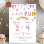 Sweet Heart Dubbel Het Leuke Meisje Gezamenlijke V Kaart<br><div class="desc">Dubbele Viering Meisje Verjaardagsfeest Uitnodiging,  Ballon Kids Verjaardag Uitnodiging,  Kleurrijke Ballon Kids Verjaardagsfeest,  Dubbele de Leuke Kids Verjaardag,  Gezamenlijke Verjaardag Uitnodiging</div>