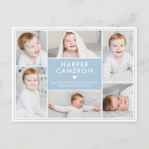 Sweet Heart Editable Color Birth Announding Briefkaart