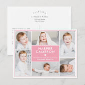 Sweet Heart Editable Color Birth Announding Post Briefkaart (Voorkant / Achterkant)