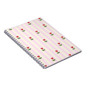Sweet Heart Flower Pattern – Soft Pink Striped  Notitieboek (Rechterzijde)