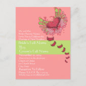 Sweet Heart Framboos & Limoen bruiloft uitnodiging (Voorkant)