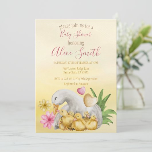 Sweet Heart Greenery Yellow mammie & Baby shower Kaart (Staand voorkant)