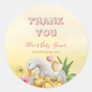 Sweet Heart Greenery Yellow mammie & Baby shower Ronde Sticker
