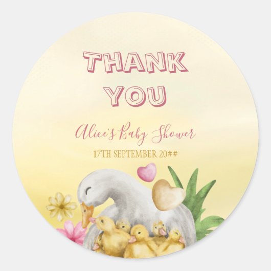 Sweet Heart Greenery Yellow mammie & Baby shower Ronde Sticker (Voorkant)
