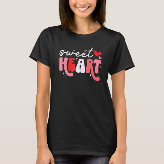 Sweet Heart Groovy Retro Happy Valentine's Day Cou T-shirt (Voorkant)