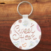 Sweet Heart. Kleurrijke tekst en afdruk. Sleutelhanger (Voorkant)