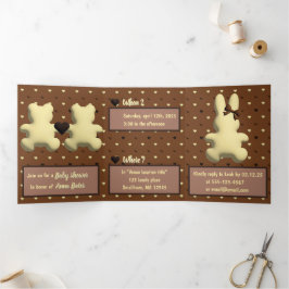 "Sweet heart landing" baby shower Drieluik Uitnodiging