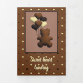 "Sweet heart landing" baby shower Drieluik Uitnodiging (Cover)