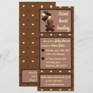 "Sweet heart landing" baby shower Kaart
