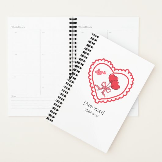 Sweet Heart Lollipop & Bird Personalized Notebook Planner (Display)