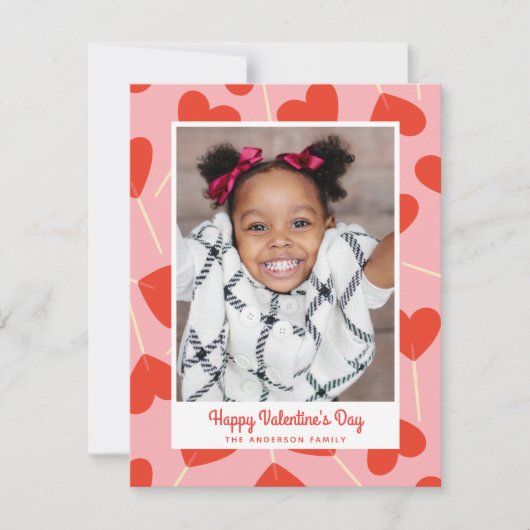 Sweet Heart Lollipops Valentijnsdag Fotokaart Feestdagenkaart (Voorkant)