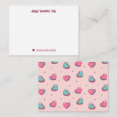 Sweet Heart Love Pattern Roze Valentijnsdag Notitiekaartje (Voorkant / Achterkant)