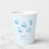 Sweet Heart Macarons Jongen Verjaardagsfeestje Papieren Bekers (Voorkant)