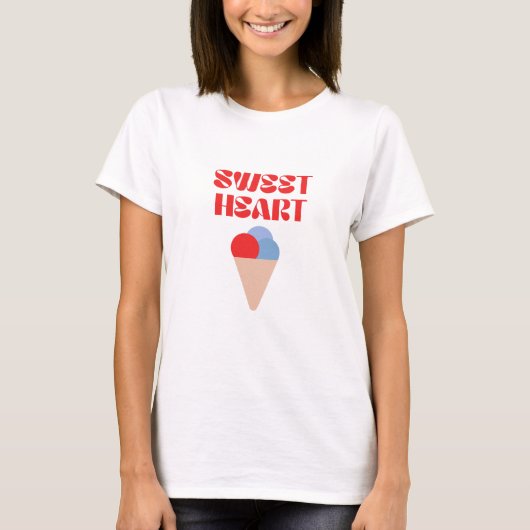 Sweet Heart Modern Typografie Rood  Ijsje T-shirt (Voorkant)