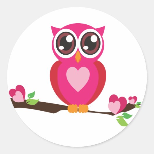Sweet Heart Owl Ronde Sticker (Voorkant)