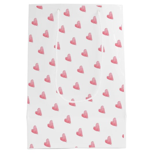 Sweet Heart Pattern Waterverf Art Rood Medium Cadeauzakje (Achterkant)
