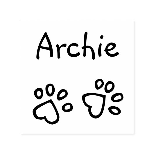 Sweet Heart Paw Prints met Naam Pet Handtekening Zelfinktende Stempel (Design)
