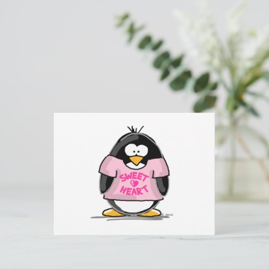 Sweet Heart Penguin Briefkaart (Staand voorkant)