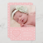 Sweet Heart Pink Fotogeboorteaankondiging Aankondiging (Voorkant / Achterkant)