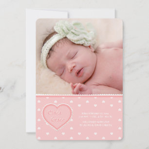 Sweet Heart Pink Fotogeboorteaankondiging Aankondiging