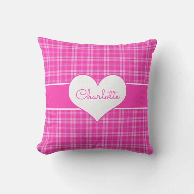 Sweet Heart Pink Pset Monogram Kussen (Voorkant)