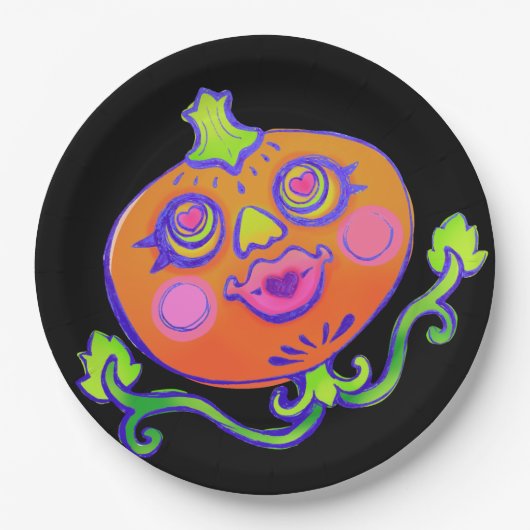 Sweet Heart Pumpkin Halloween Decor Papieren Bordje (Voorkant)