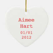 Sweet Heart, sierhart "Naam en datum" Keramisch Ornament (Achterkant)