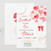 Sweet Heart Valentijn eerste verjaardagsfeestje Kaart (Voorkant / Achterkant)