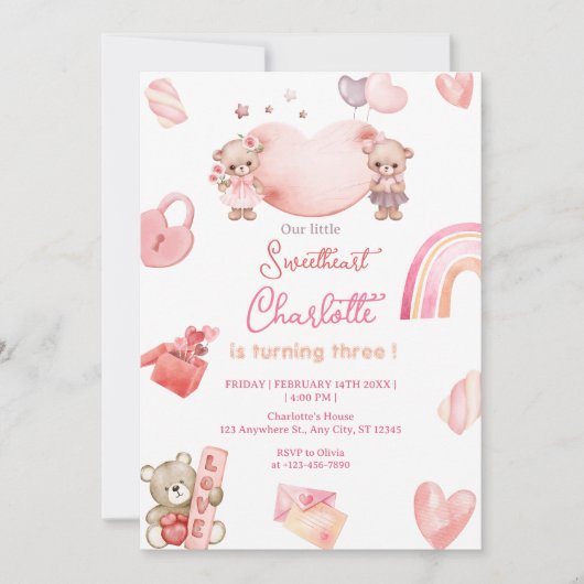 Sweet Heart Valentijn Verjaardagsfeest Kaart (Voorkant)