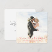 Sweet Heart Wedding Bedankt Flat Kaart | ROZE (Voorkant / Achterkant)