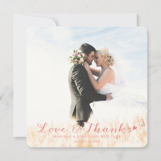 Sweet Heart Wedding Bedankt Flat Kaart | ROZE (Voorkant)