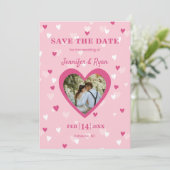 Sweet Hearts Aangepast Fotoroze Save The Date (Staand voorkant)