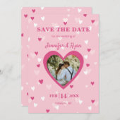 Sweet Hearts Aangepast Fotoroze Save The Date (Voorkant / Achterkant)