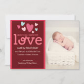 Sweet Hearts Baby Foto Geboorteaankondiging Kaart (Voorkant)