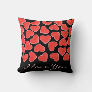 Sweet Hearts Black 'I love You'-scriptvierkant Kussen