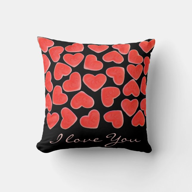 Sweet Hearts Black 'I love You'-scriptvierkant Kussen (Voorkant)
